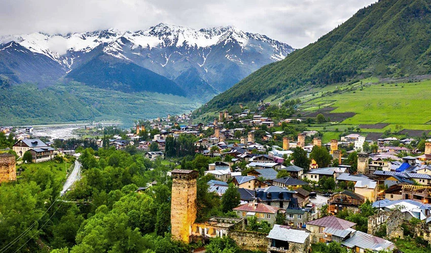 Mestia, the central village of Svanti, is an ideal place for a honeymoon in Georgia.