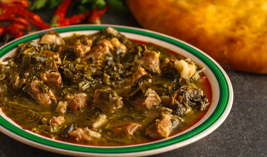 Chakapoli, or lamb stew, is usually eaten during holidays (e.g., Easter)